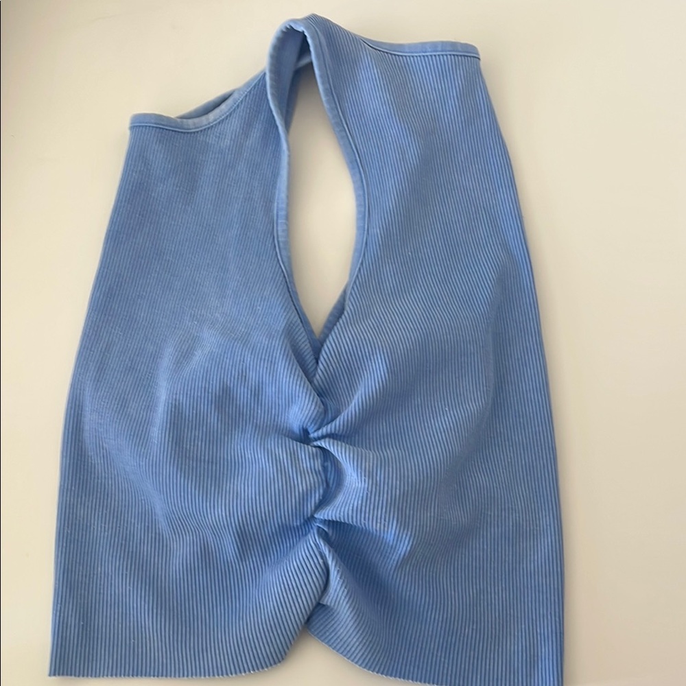 Blue Ribbed Tank Top - Picture 3 of 3
